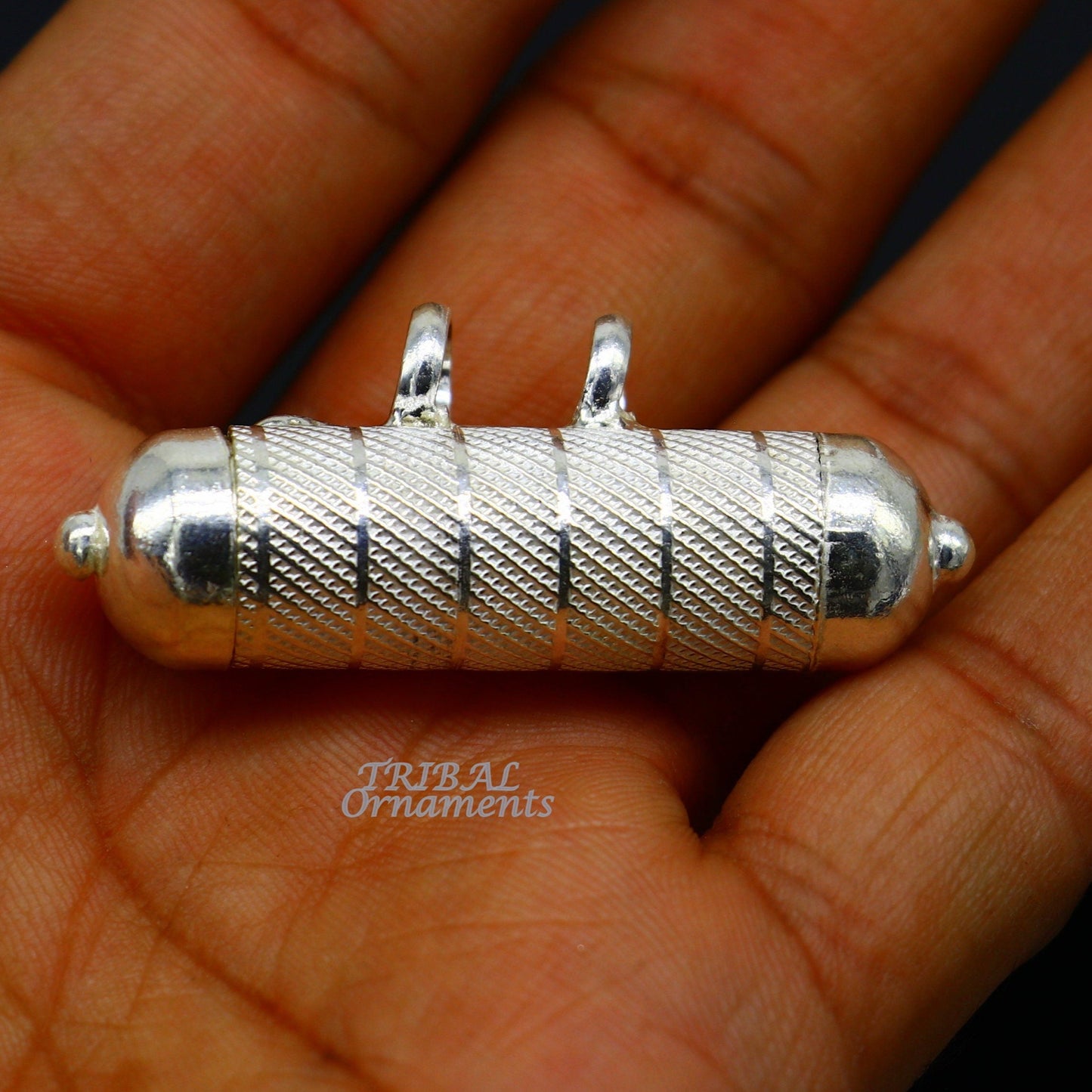 Sterling silver handmade gorgeous round tabiz handmade amulet box pendant, mantra box, silver tabiz/ mascot , kavacham jewelry nsp469 - TRIBAL ORNAMENTS