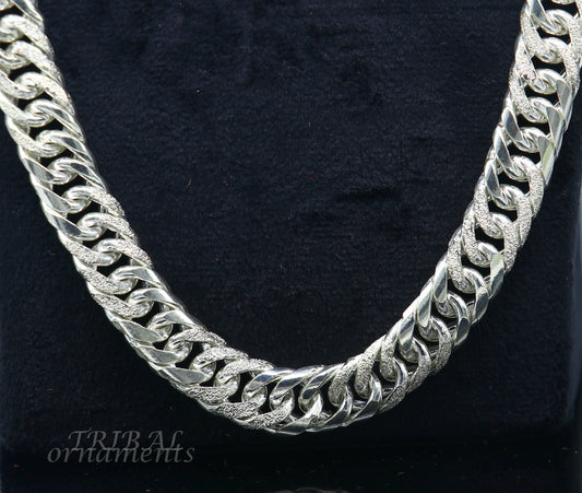 925 sterling silver handmade vintage design link chain, solid heavy necklace chain for boy's men's  wedding gifting jewelry ch162 - TRIBAL ORNAMENTS