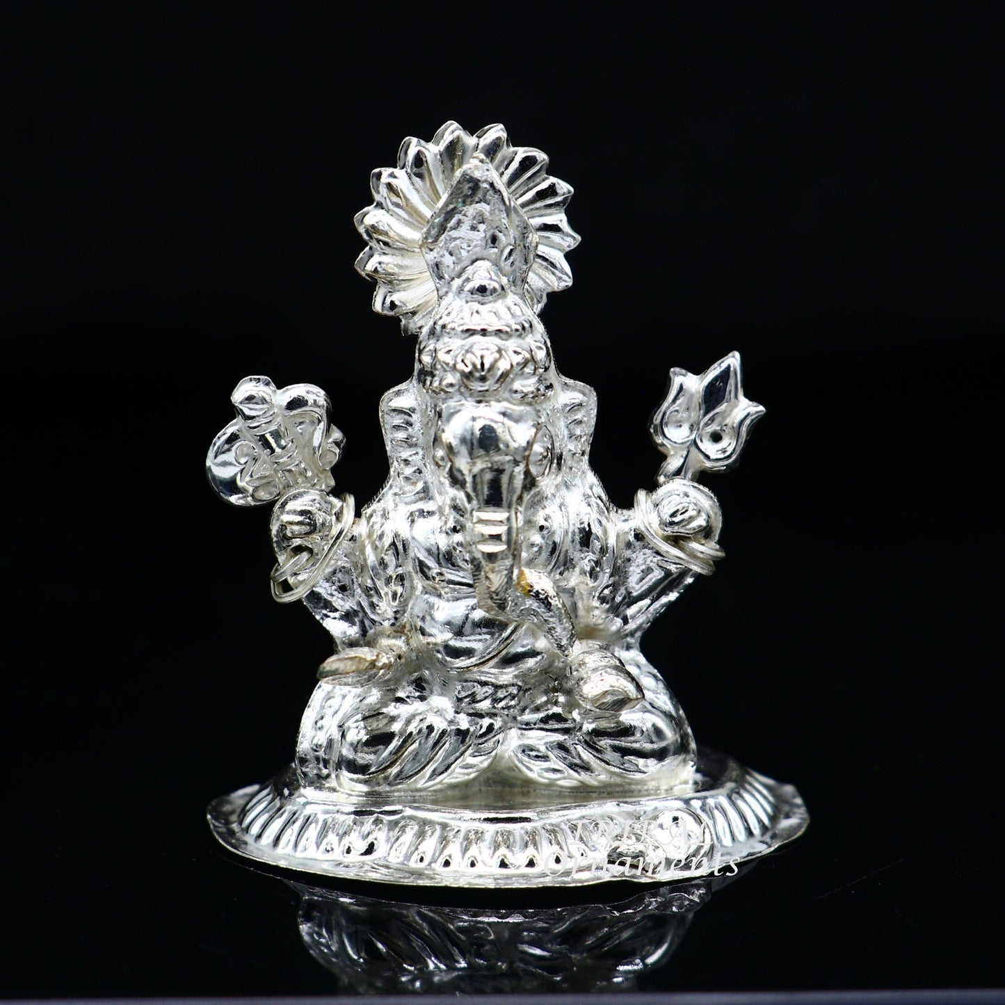 Sterling silver Lord Ganesh Idol, Pooja Articles, Hindu Silver Ganesha Idols handcrafted Lord Ganesh statue sculpture amazing gifting art551 - TRIBAL ORNAMENTS