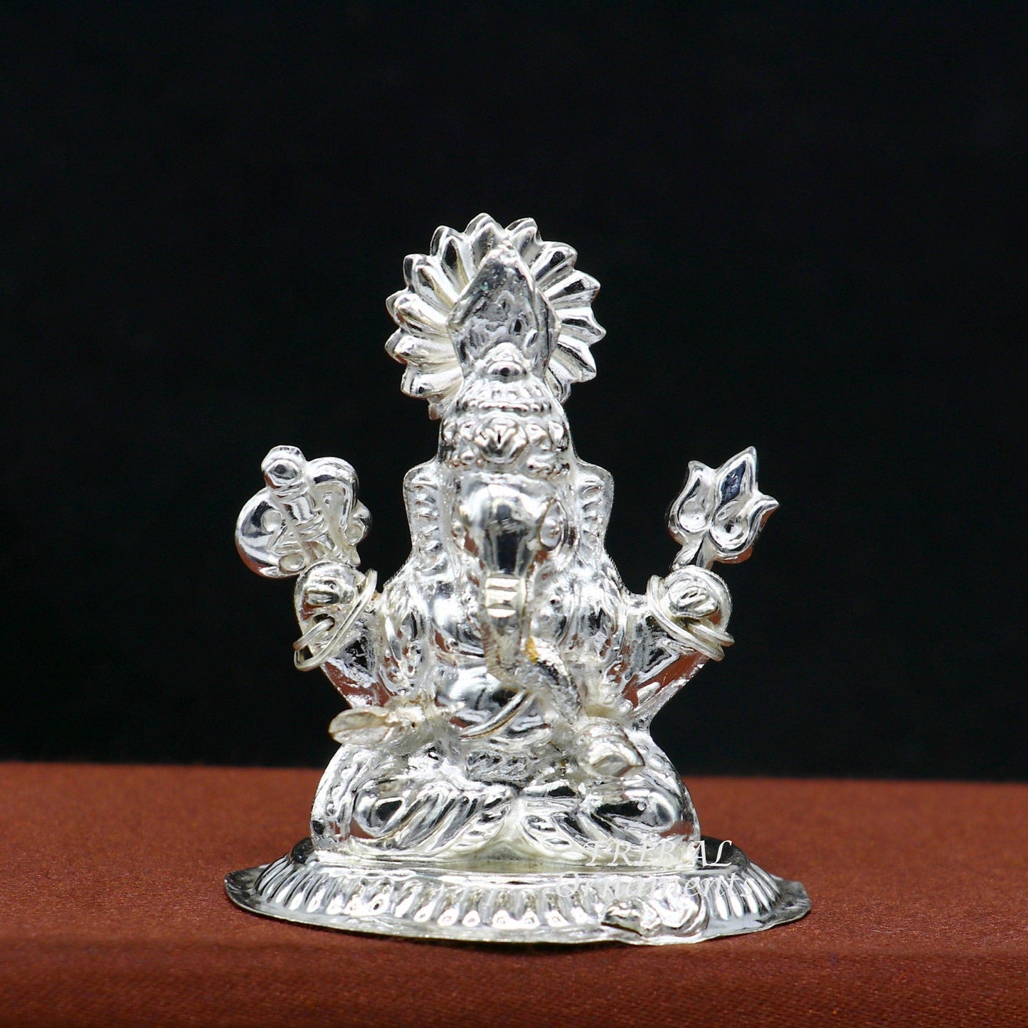 Sterling silver Lord Ganesh Idol, Pooja Articles, Hindu Silver Ganesha Idols handcrafted Lord Ganesh statue sculpture amazing gifting art551 - TRIBAL ORNAMENTS
