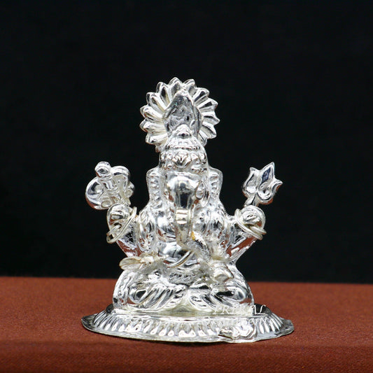 Sterling silver Lord Ganesh Idol, Pooja Articles, Hindu Silver Ganesha Idols handcrafted Lord Ganesh statue sculpture amazing gifting art551 - TRIBAL ORNAMENTS