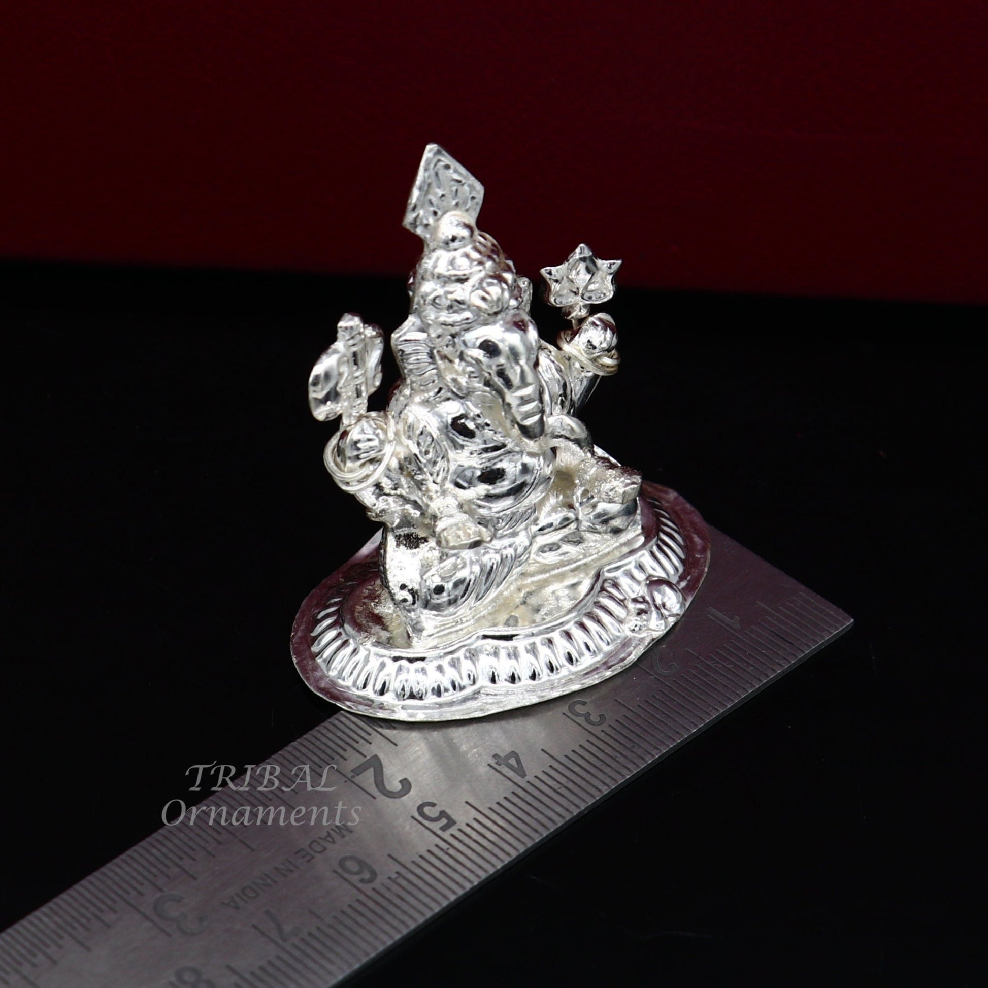 Sterling silver Lord Ganesh Idol, Pooja Articles, Hindu Silver Ganesha Idols handcrafted Lord Ganesh statue sculpture amazing gifting art552 - TRIBAL ORNAMENTS