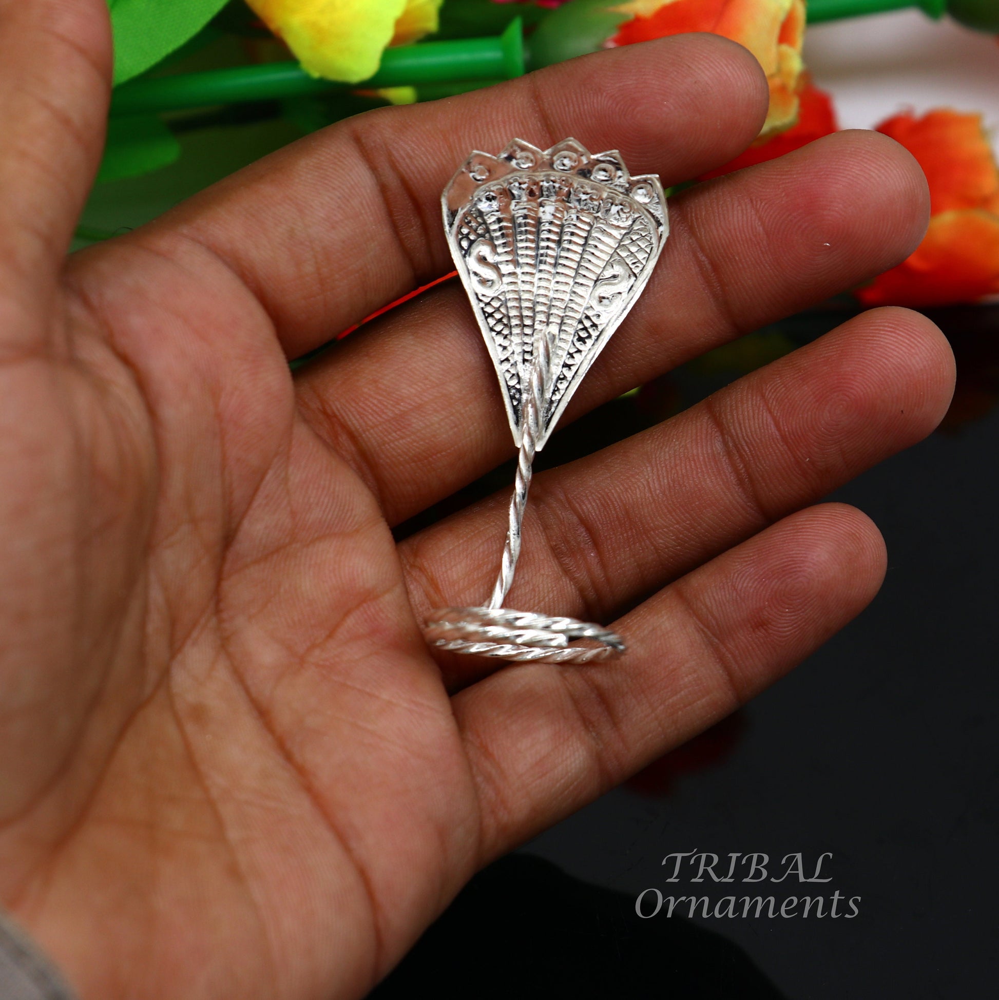 Solid silver handmade Divine Sheshnag PANCHMUKHI style mini snake or shiva snake for puja or worshipping, solid 5 FACE snake  article su836 - TRIBAL ORNAMENTS