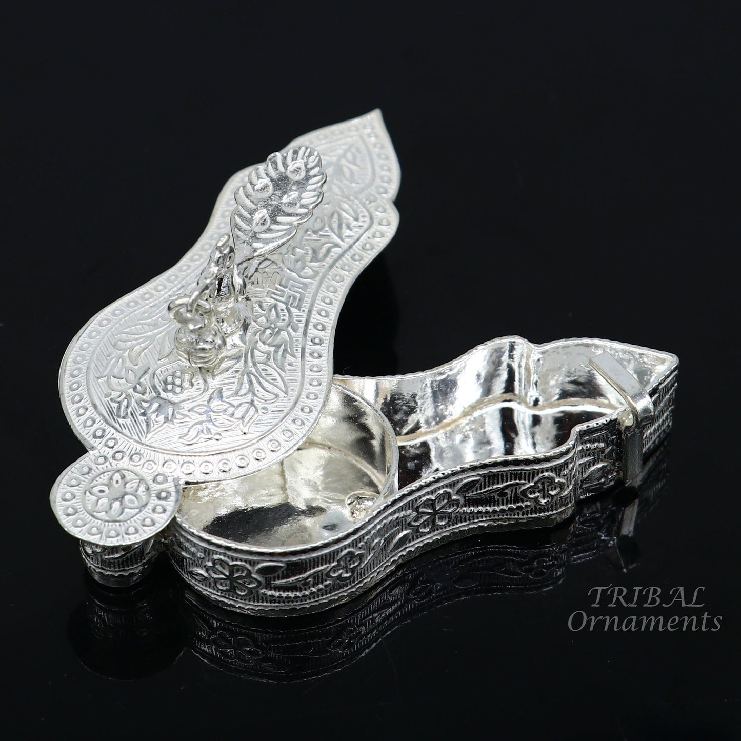 925 sterling silver handmade fabulous sindur dani best brides gifting collection, amazing trinket box , kumkum box brides jewelry stb379 - TRIBAL ORNAMENTS