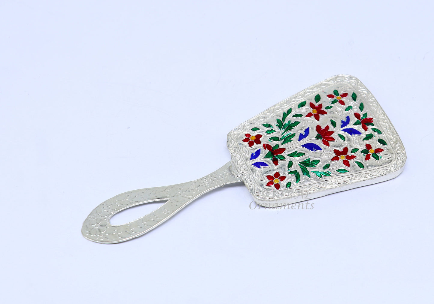 925 sterling silver handmade fabulous vintage style handmade mirror frame, amazing royal brides gifting article from india sf18 - TRIBAL ORNAMENTS