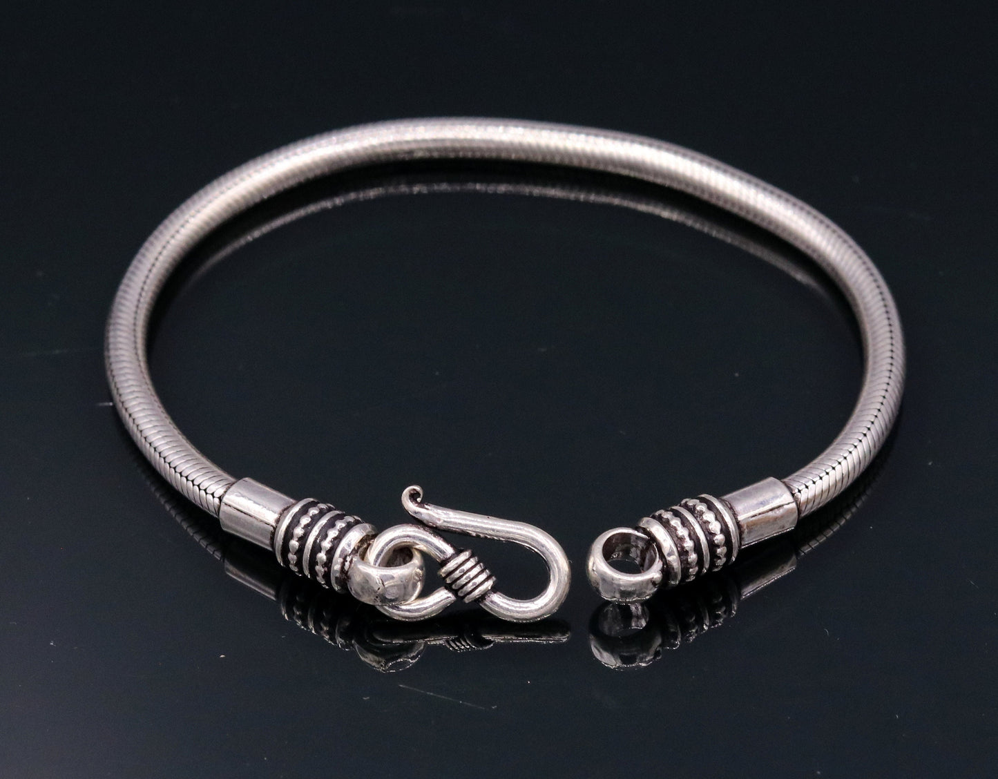 4mm 925 sterling silver handmade amazing inches snake chain flexible unisex bracelet jewelry from Rajasthan india sbr47 - TRIBAL ORNAMENTS