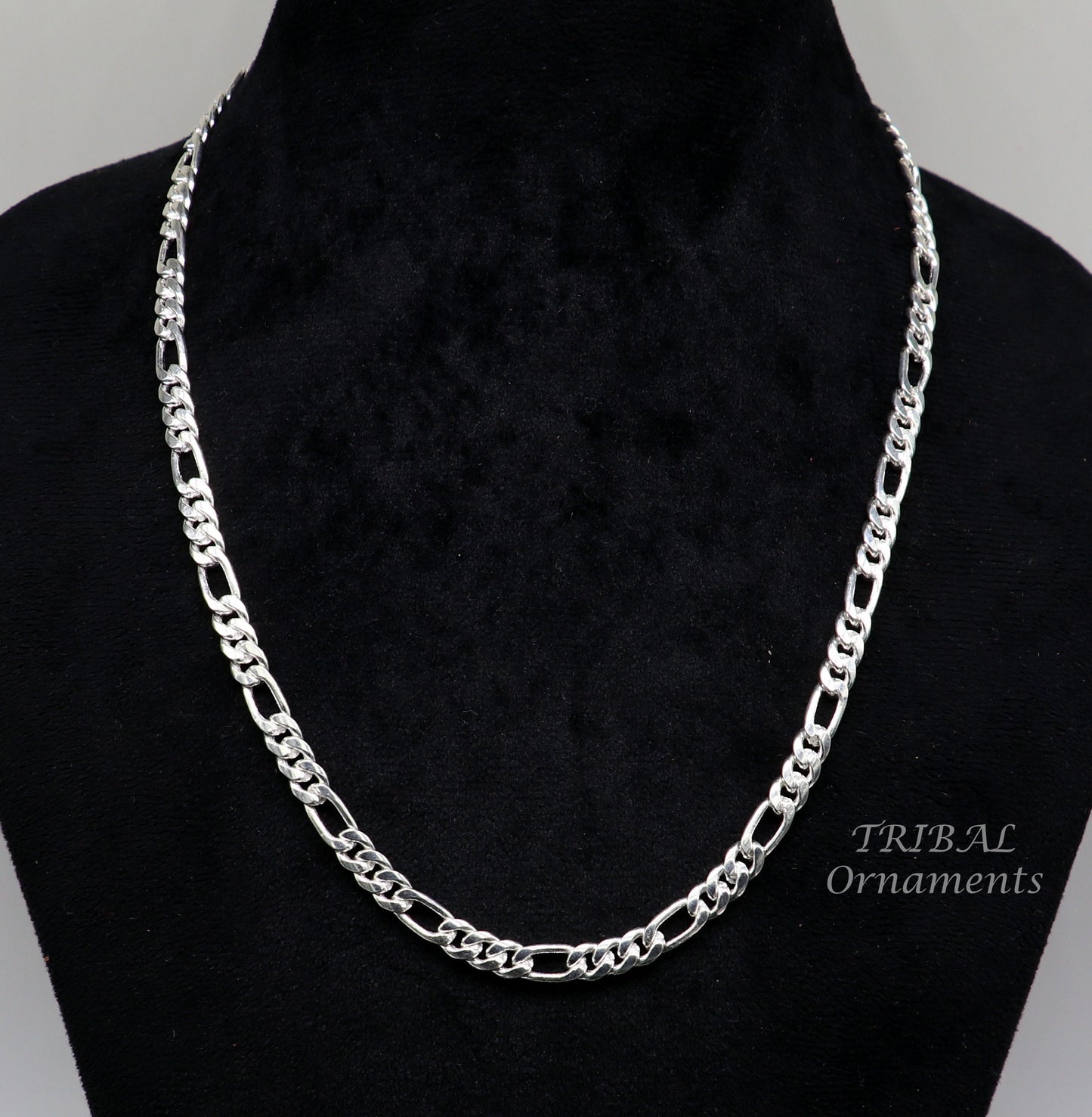 925 sterling silver 20 inches long 4mm handmade amazing figaro chain necklace excellent gifting jewelry from Rajasthan india ch174 - TRIBAL ORNAMENTS