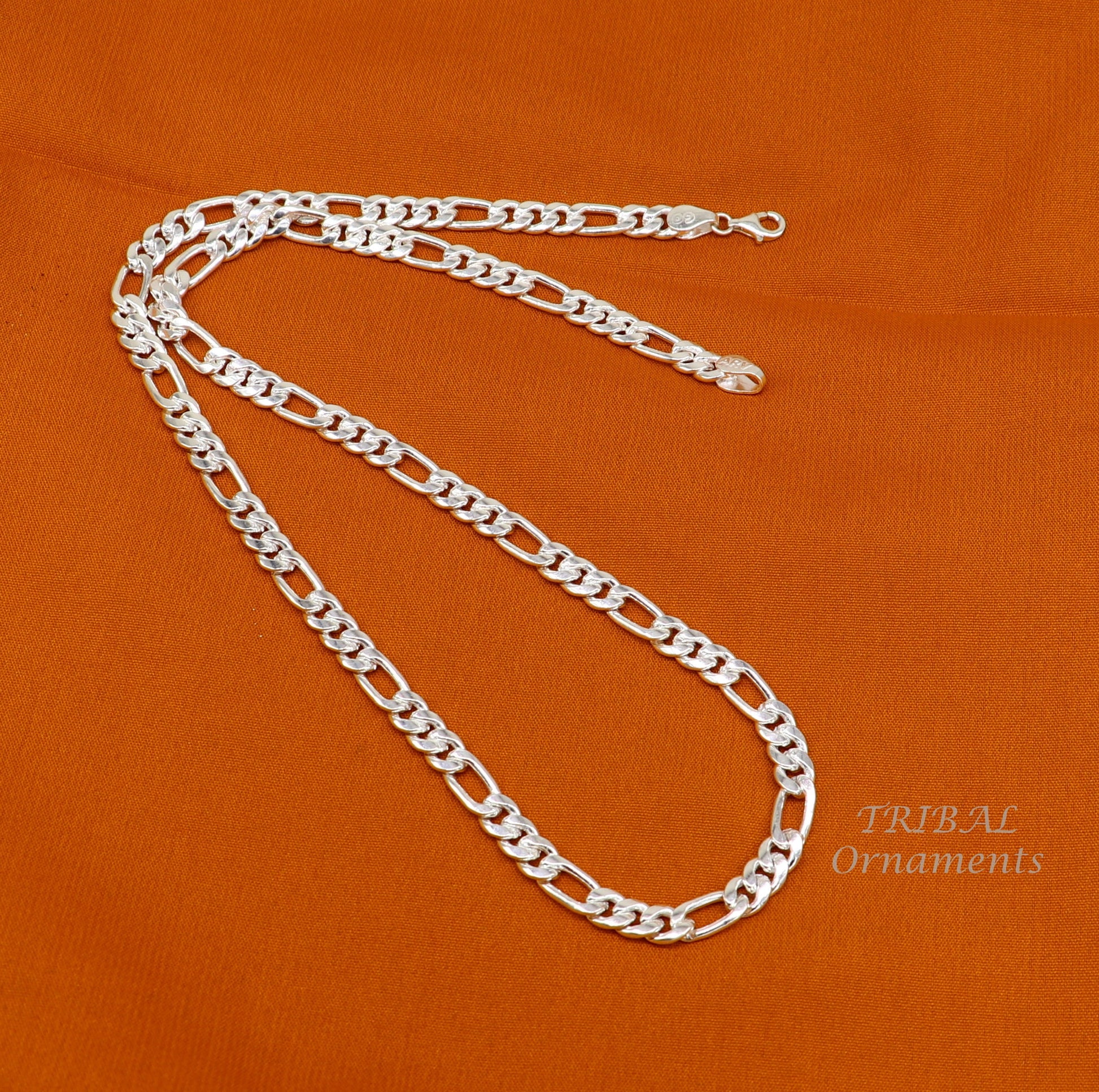 925 sterling silver 20 inches long 4mm handmade amazing figaro chain necklace excellent gifting jewelry from Rajasthan india ch174 - TRIBAL ORNAMENTS