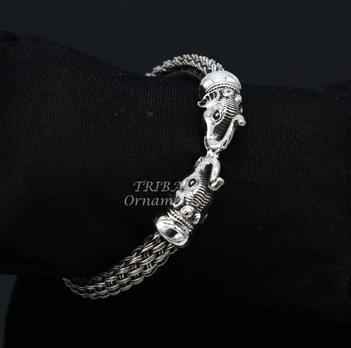 Vintage antique design handcrafted work 925 sterling silver elephant face bangle bracelet tribal jewelry best gifting nsk507 - TRIBAL ORNAMENTS
