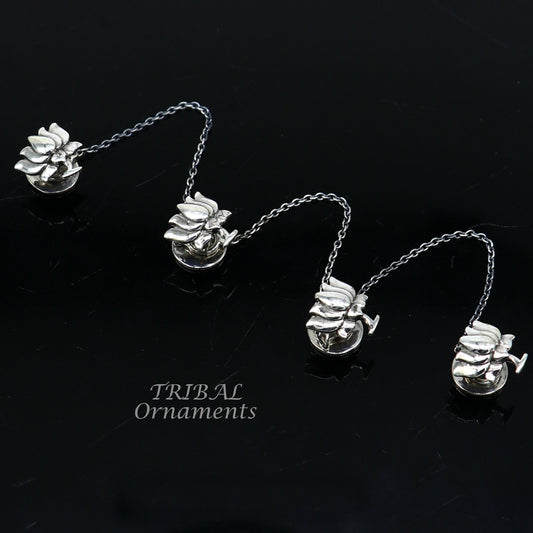 925 Sterling silver handmade amazing Indian national flower lotus design buttons for men's kurta, best gifting accessories btn10 - TRIBAL ORNAMENTS