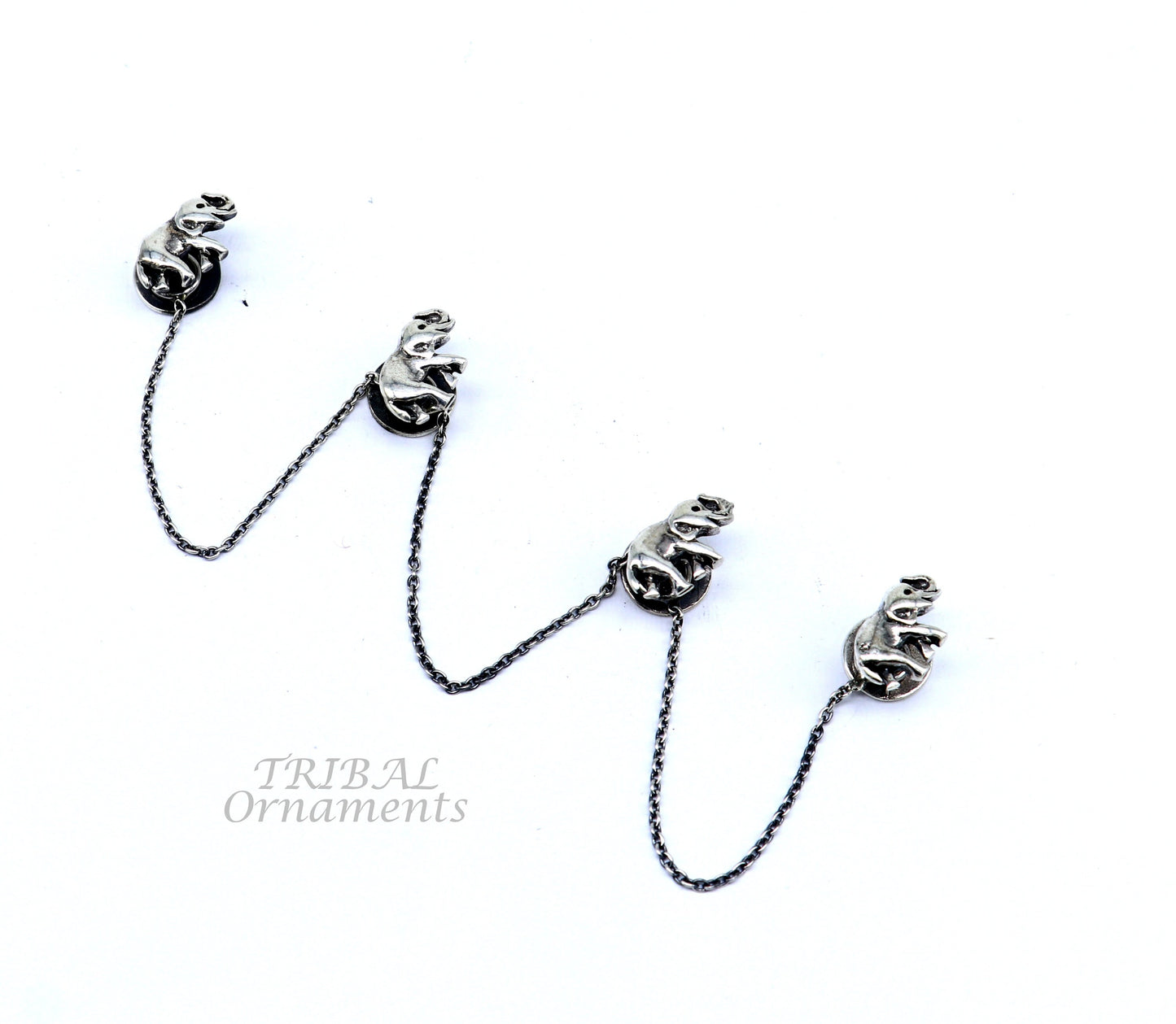 925 Sterling silver handmade amazing unique elephant shape ethnic style design buttons for men's kurta, best gifting accessories btn15 - TRIBAL ORNAMENTS