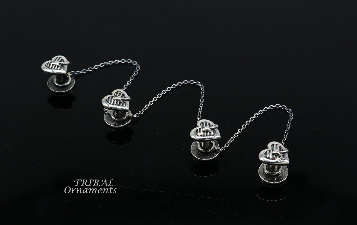 925 Sterling silver handmade amazing unique heart design shape ethnic style design buttons for men's kurta, best gifting accessories btn17 - TRIBAL ORNAMENTS