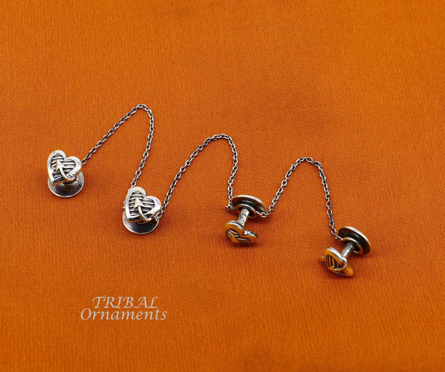 925 Sterling silver handmade amazing unique heart design shape ethnic style design buttons for men's kurta, best gifting accessories btn17 - TRIBAL ORNAMENTS