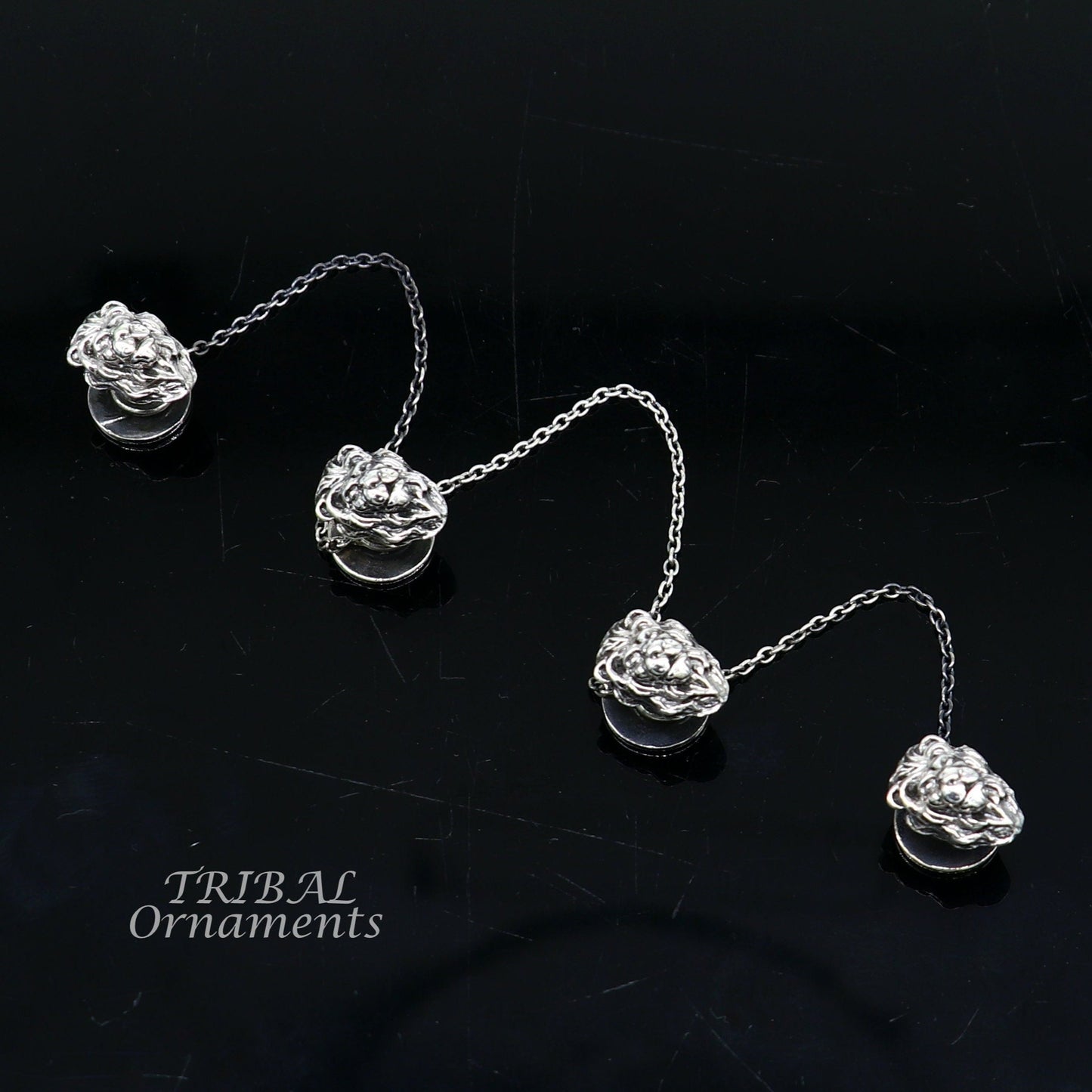 925 Sterling silver handmade amazing unique lion design shape ethnic style design buttons for men's kurta, best gifting accessories btn19 - TRIBAL ORNAMENTS