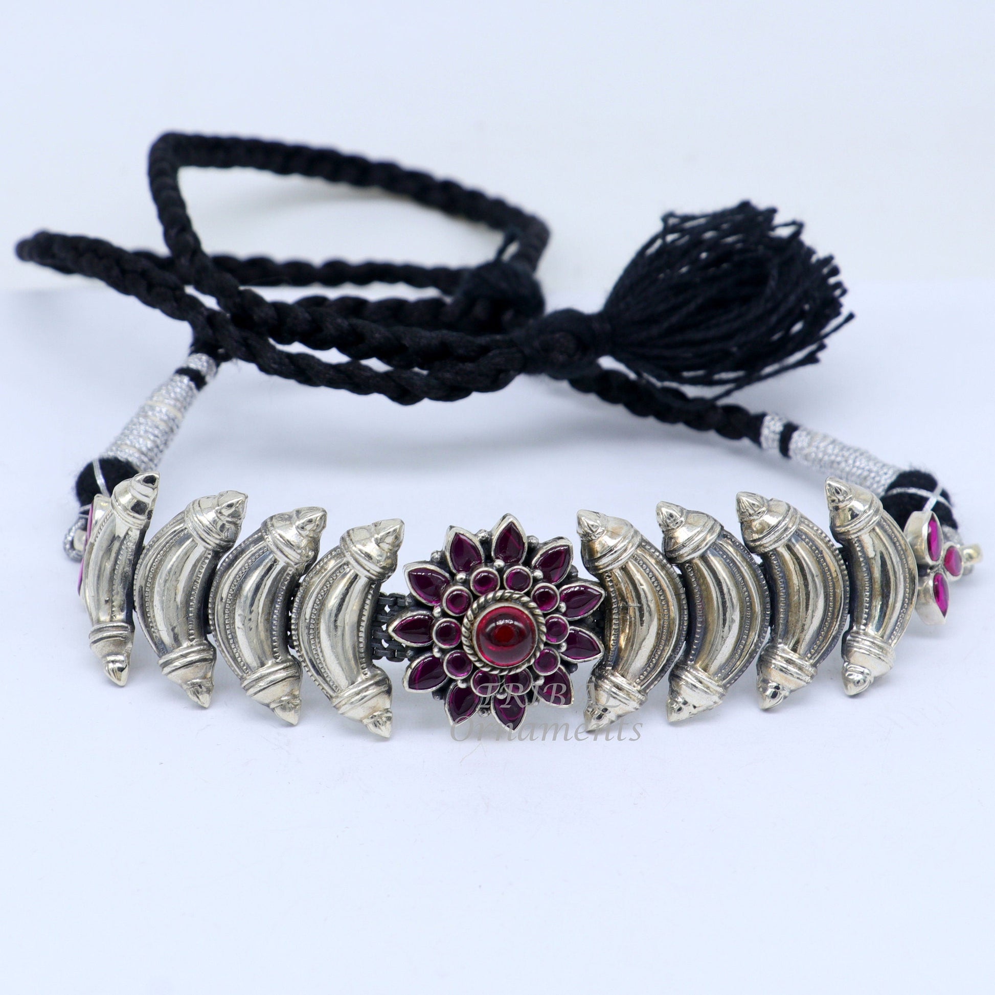 925 sterling silver customized work vintage ethnic tribal necklace, hasali, choker tribal belly dance Garba dance wedding jewelry set462 - TRIBAL ORNAMENTS