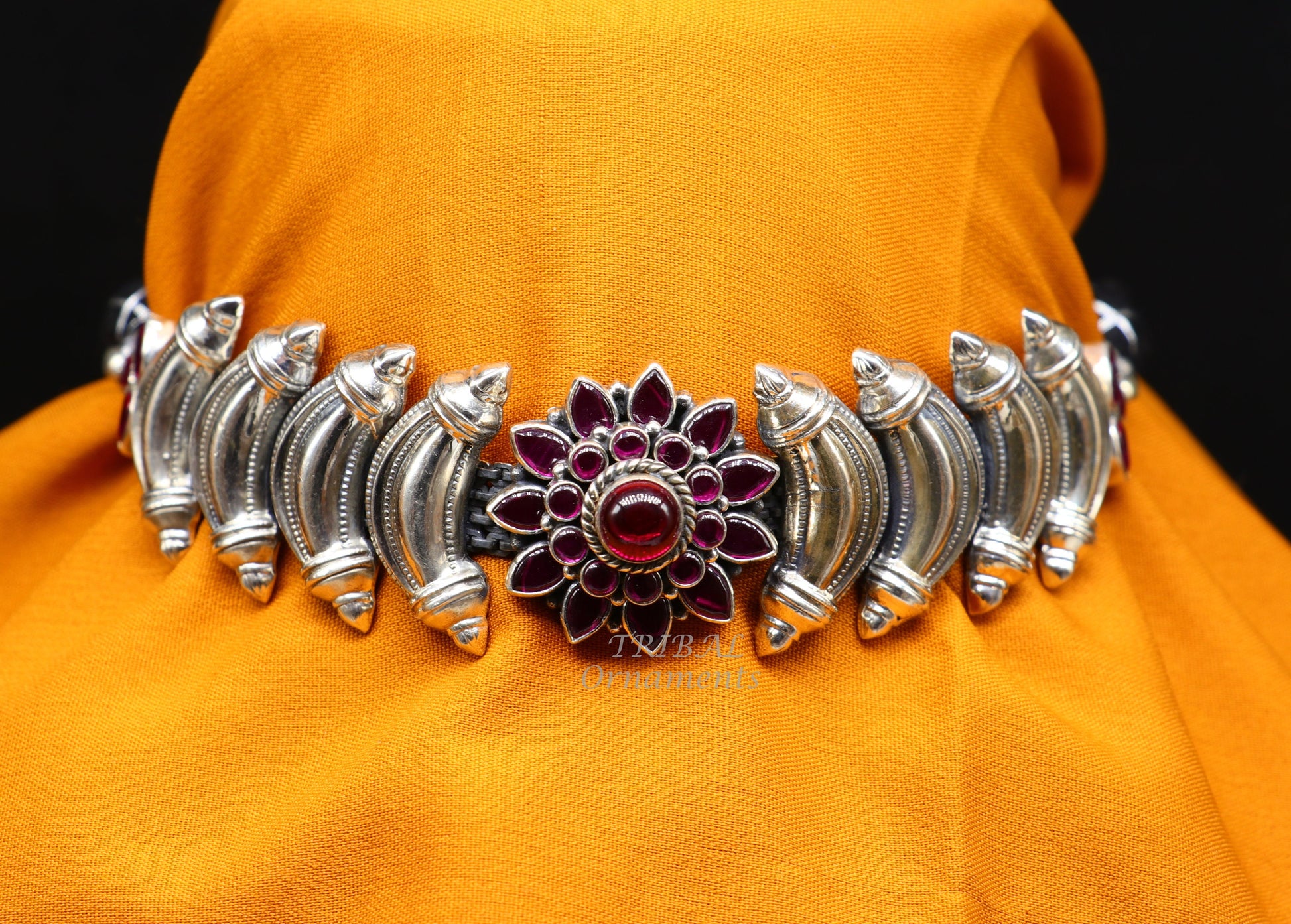 925 sterling silver customized work vintage ethnic tribal necklace, hasali, choker tribal belly dance Garba dance wedding jewelry set462 - TRIBAL ORNAMENTS