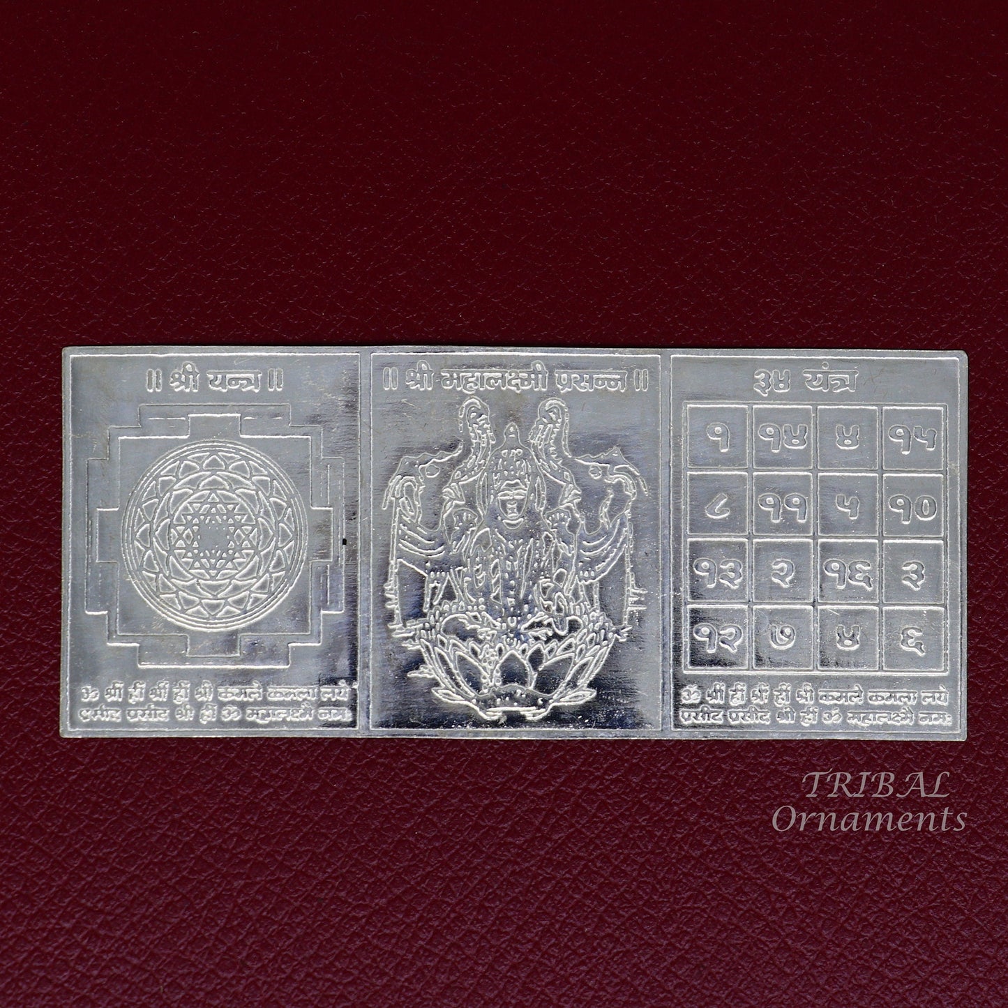 925 sterling silver handmade Shree Mahalakshmi prasanna frame silver holy divine article for wealth and prosperity diwali puja art su829 - TRIBAL ORNAMENTS