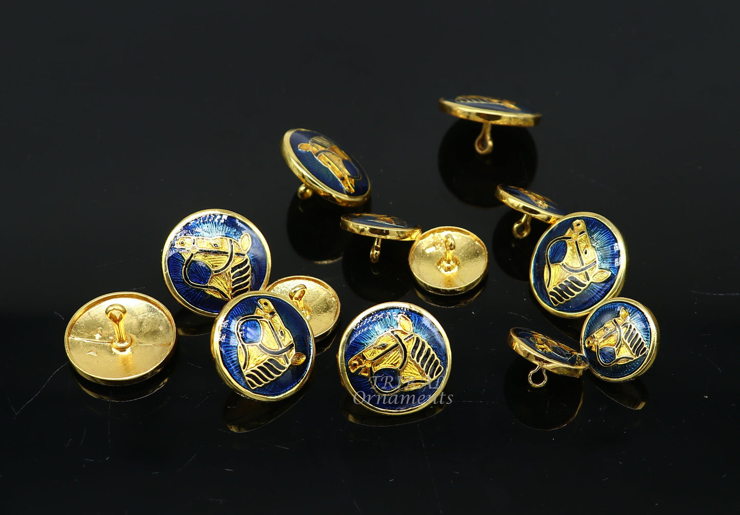 925 Sterling silver handmade gorgeous horse enamel design buttons set of 13 pc for men's coat or suit, best jewelry for all occasions btn21 - TRIBAL ORNAMENTS