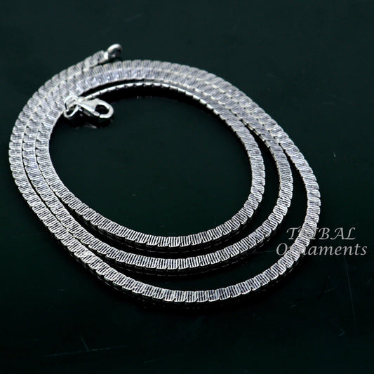 3mm 20" to 24" long chain 925 sterling silver handmade unique style chain, necklace chain, oxidized silver trendy chain ch169 - TRIBAL ORNAMENTS