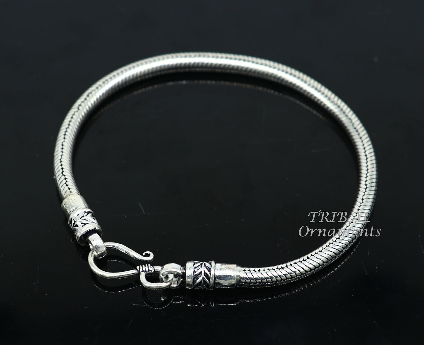 4mm 925 sterling silver handmade amazing inches snake chain flexible unisex bracelet jewelry from Rajasthan india sbr387 - TRIBAL ORNAMENTS