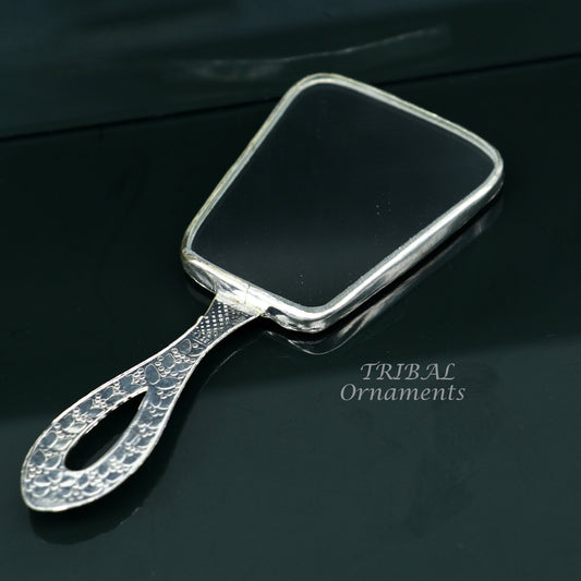 925 sterling silver handmade fabulous vintage style handmade mirror frame, amazing royal brides gifting article from india  sf18 - TRIBAL ORNAMENTS
