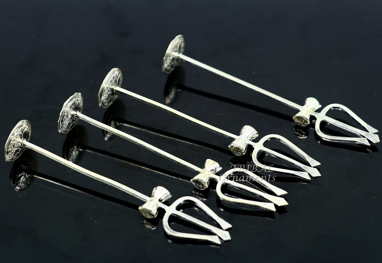 Divine Lord shiva Trident, Solid sterling silver Trishul puja article utensils, goddess trishul trident , god accessories from india su839 - TRIBAL ORNAMENTS