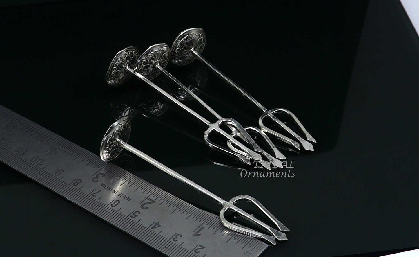 Divine idol's Trident, Solid sterling silver Trishul puja article utensils, goddess trishul trident , god accessories from india su840 - TRIBAL ORNAMENTS