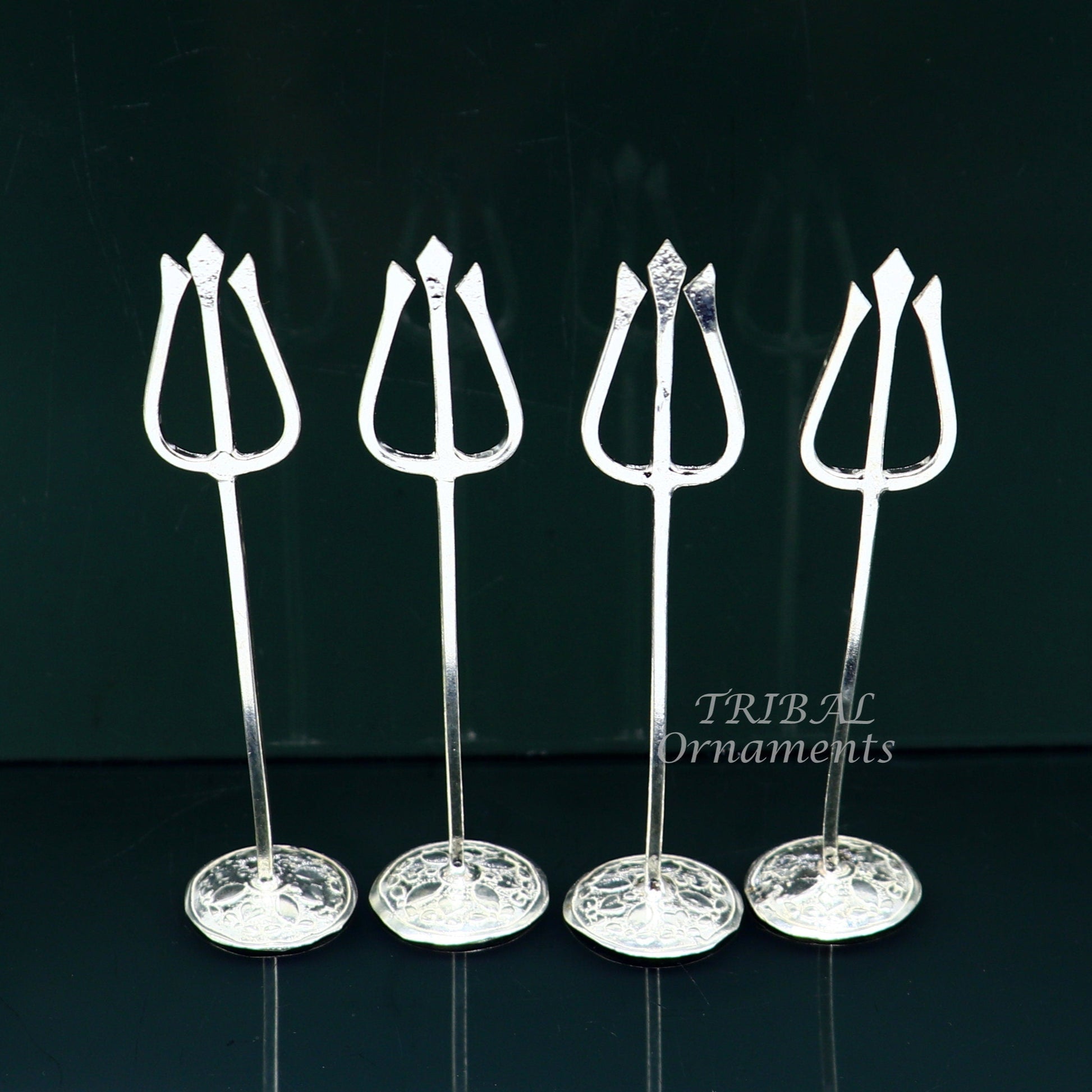 Divine idol's Trident, Solid sterling silver Trishul puja article utensils, goddess trishul trident , god accessories  from india su840 - TRIBAL ORNAMENTS