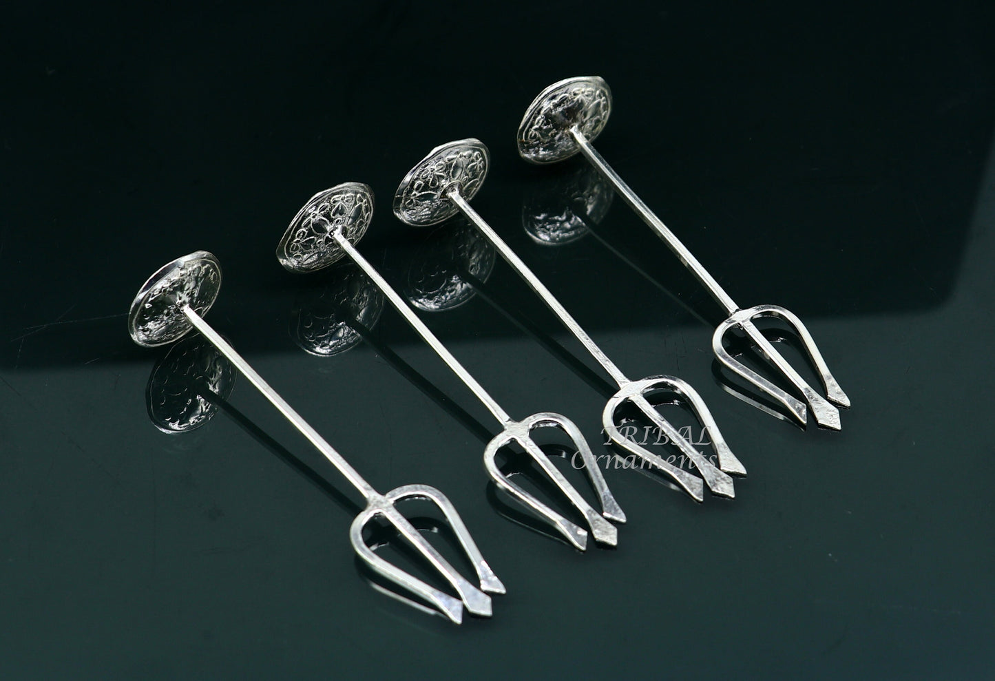 Divine idol's Trident, Solid sterling silver Trishul puja article utensils, goddess trishul trident , god accessories from india su840 - TRIBAL ORNAMENTS