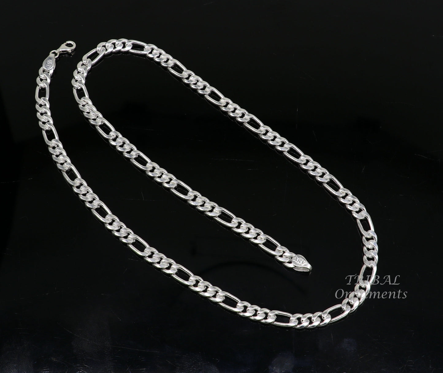 925 sterling silver 20 inches long 4mm handmade amazing figaro chain necklace excellent gifting jewelry from Rajasthan india ch174 - TRIBAL ORNAMENTS
