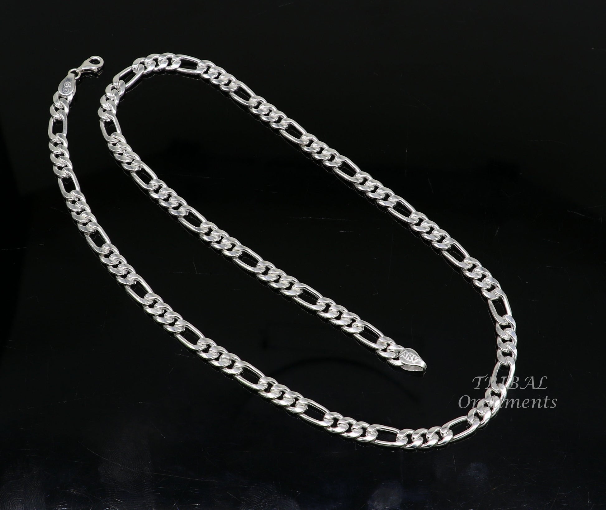 925 sterling silver 20 inches long 4mm handmade amazing figaro chain necklace excellent gifting jewelry from Rajasthan india ch174 - TRIBAL ORNAMENTS