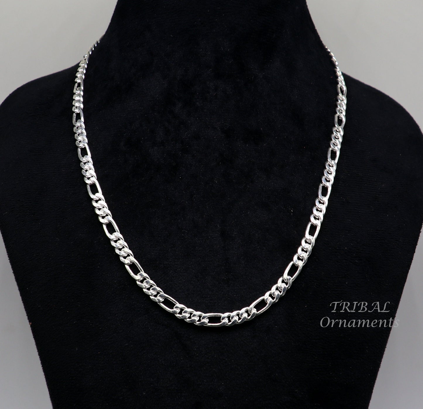 925 sterling silver 20 inches long 4mm handmade amazing figaro chain necklace excellent gifting jewelry from Rajasthan india ch174 - TRIBAL ORNAMENTS