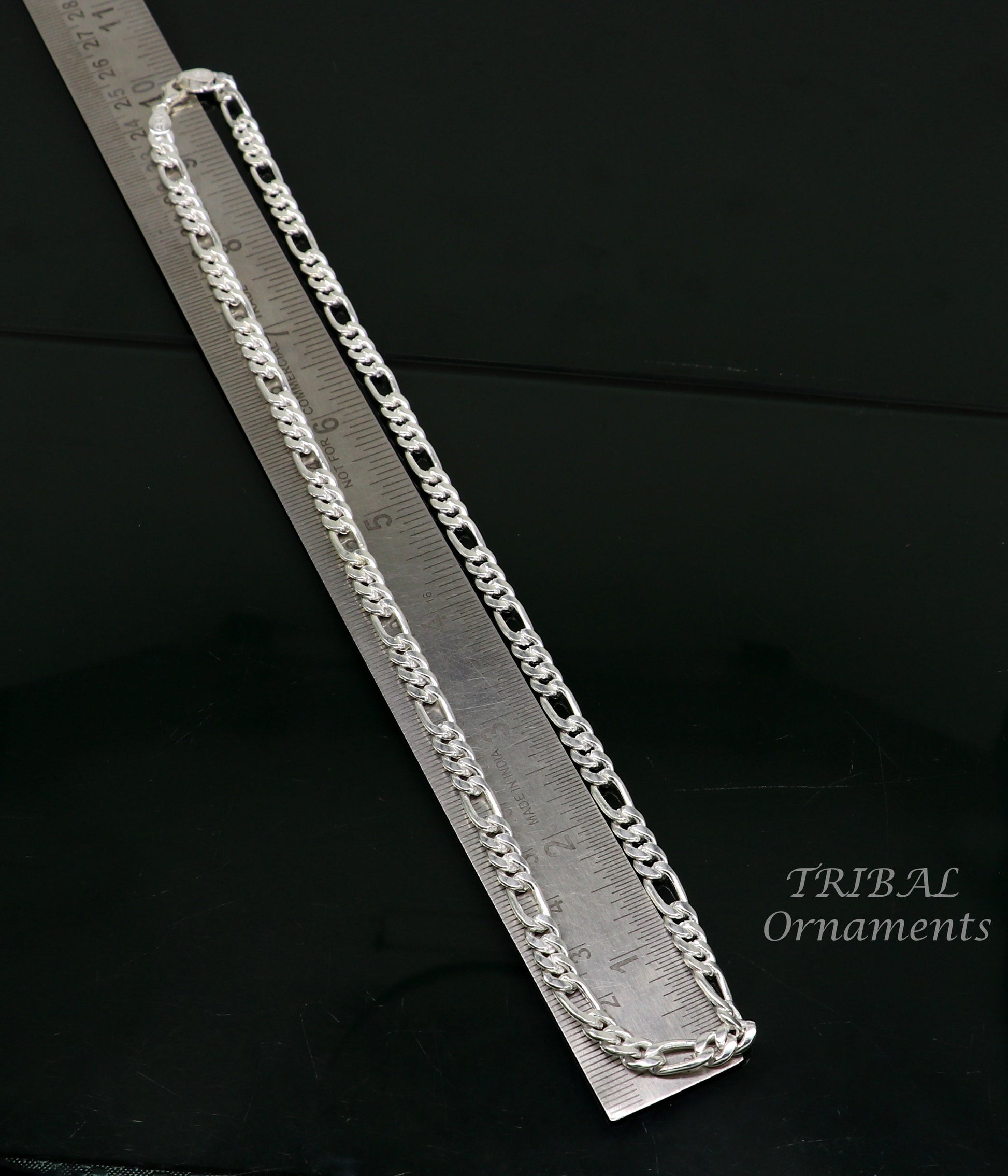 925 sterling silver 20 inches long 4mm handmade amazing figaro chain necklace excellent gifting jewelry from Rajasthan india ch174 - TRIBAL ORNAMENTS