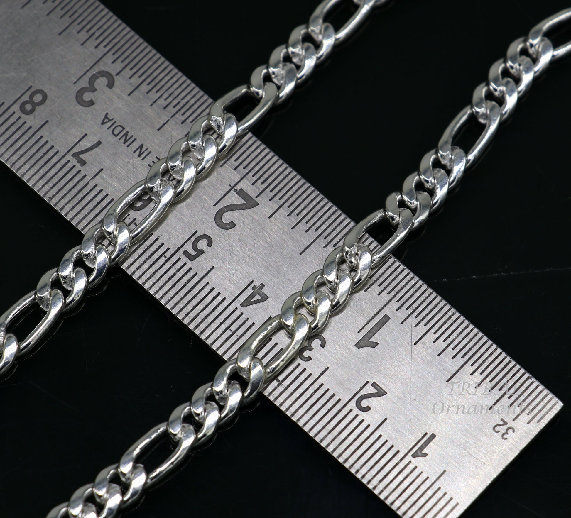 925 sterling silver 20 inches long 4mm handmade amazing figaro chain necklace excellent gifting jewelry from Rajasthan india ch174 - TRIBAL ORNAMENTS