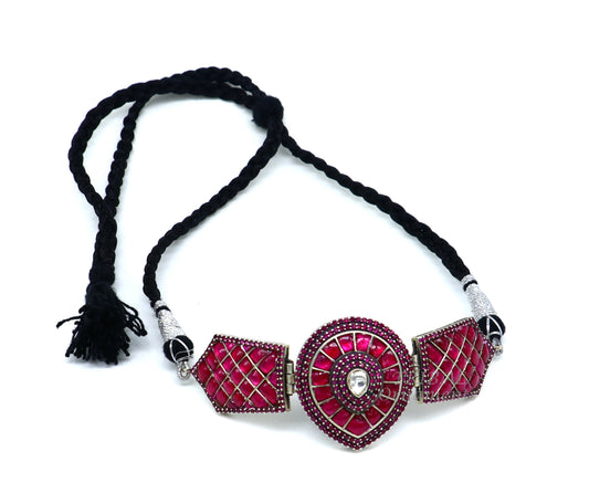 925 sterling silver handmade new fancy stylish red stone luxury necklace choker, best belly dance Guttapusalu necklace jewelry set481 - TRIBAL ORNAMENTS
