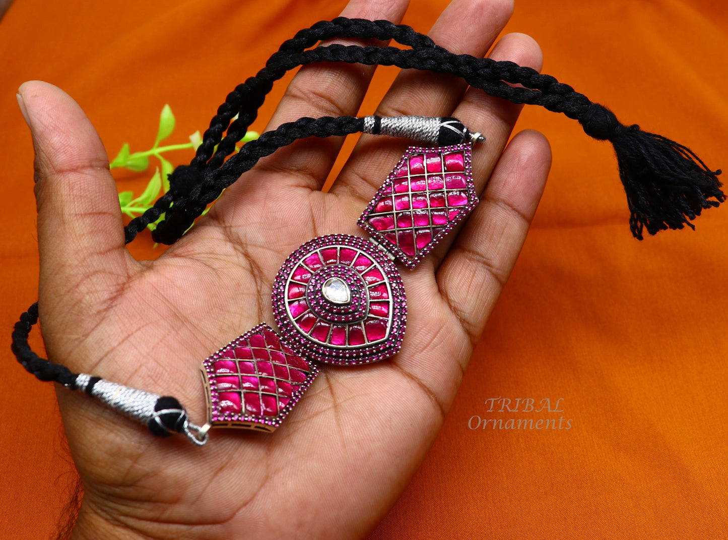 925 sterling silver handmade new fancy stylish red stone luxury necklace choker, best belly dance Guttapusalu necklace jewelry set481 - TRIBAL ORNAMENTS