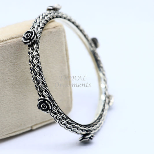 925 sterling silver handmade Vintage design ethnic flower bangle bracelet tribal jewelry best bride belly dance ethnic jewelry nsk509 - TRIBAL ORNAMENTS