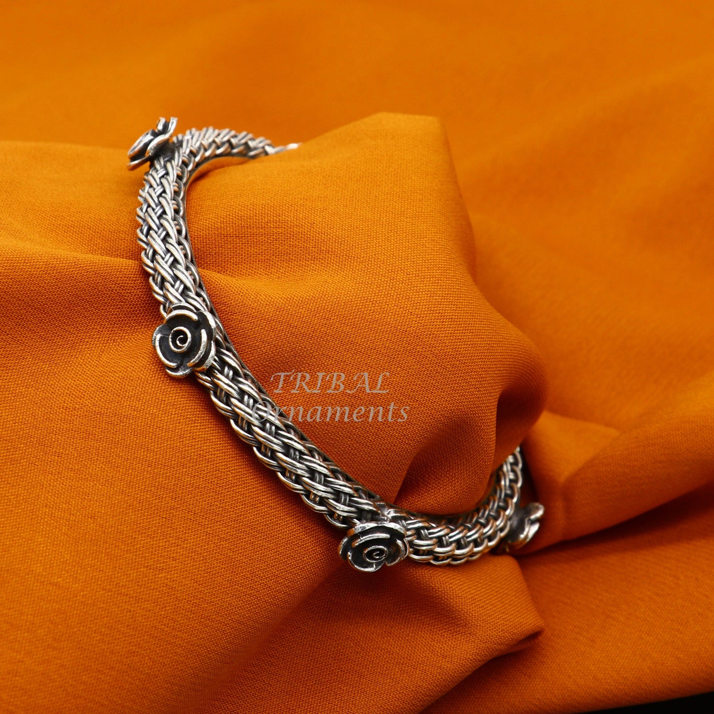 925 sterling silver handmade Vintage design ethnic flower bangle bracelet tribal jewelry best bride belly dance ethnic jewelry nsk509 - TRIBAL ORNAMENTS