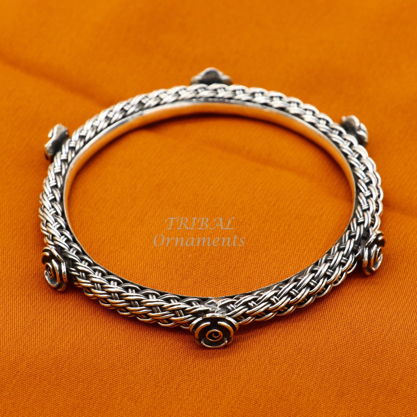 925 sterling silver handmade Vintage design ethnic flower bangle bracelet tribal jewelry best bride belly dance ethnic jewelry nsk509 - TRIBAL ORNAMENTS
