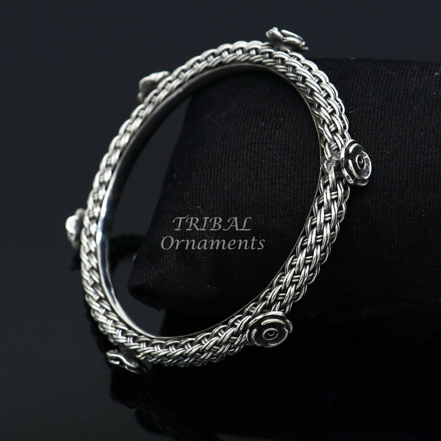 925 sterling silver handmade Vintage design ethnic flower bangle bracelet tribal jewelry best bride belly dance ethnic jewelry nsk509 - TRIBAL ORNAMENTS