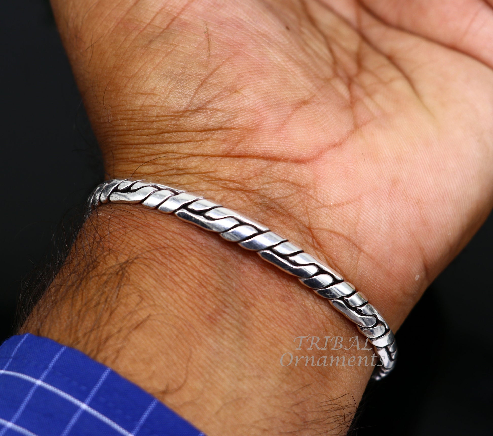 Vintage handmade design stylish both men's and girls 925 sterling silver cuff bracelet kada, amazing gifting ethnic style bangles cuff126 - TRIBAL ORNAMENTS