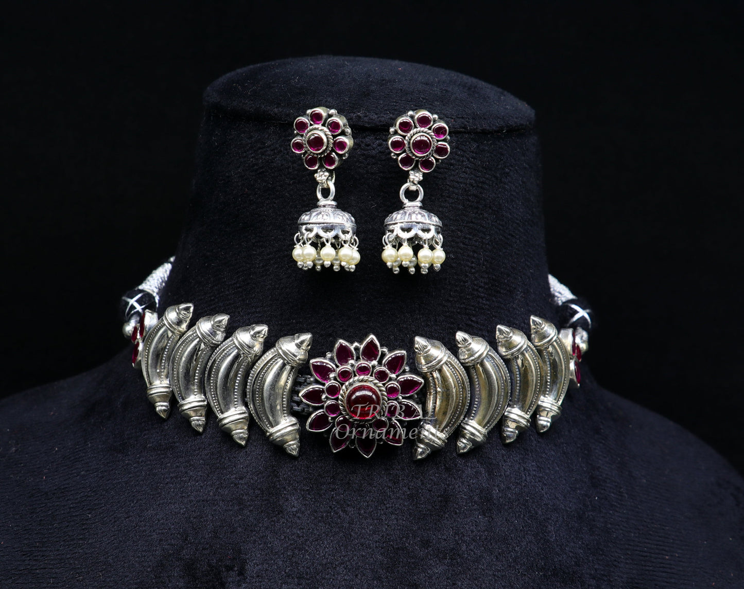 925 sterling silver customized work vintage ethnic tribal necklace, hasali, choker tribal belly dance Garba dance wedding jewelry set462 - TRIBAL ORNAMENTS