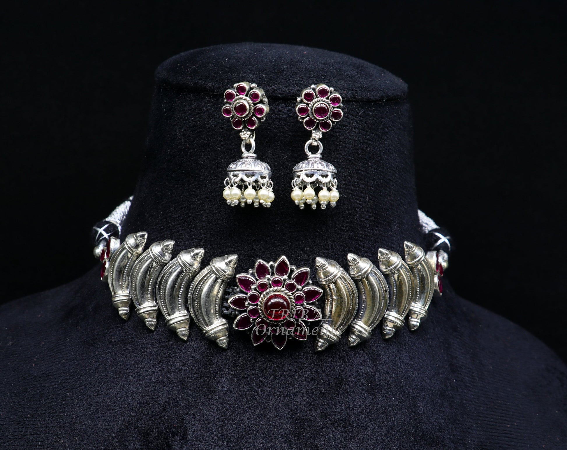 925 sterling silver customized work vintage ethnic tribal necklace, hasali, choker tribal belly dance Garba dance wedding jewelry set462 - TRIBAL ORNAMENTS
