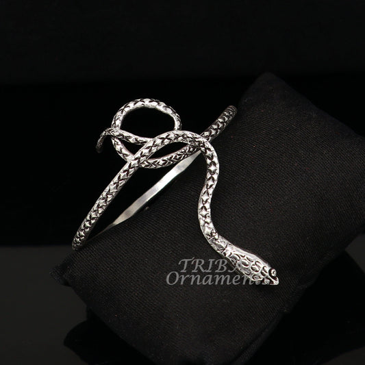 925 sterling silver handmade solid unique snake design cuff bracelet kada, best gifting unisex snake cobra jewelry cuff136 - TRIBAL ORNAMENTS