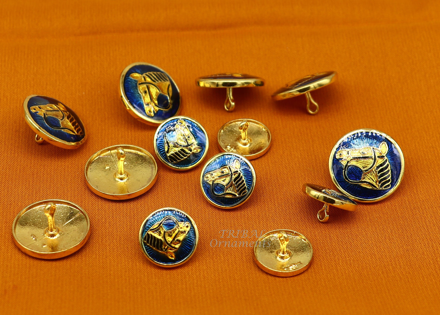 925 Sterling silver handmade gorgeous horse enamel design buttons set of 13 pc for men's coat or suit, best jewelry for all occasions btn21 - TRIBAL ORNAMENTS