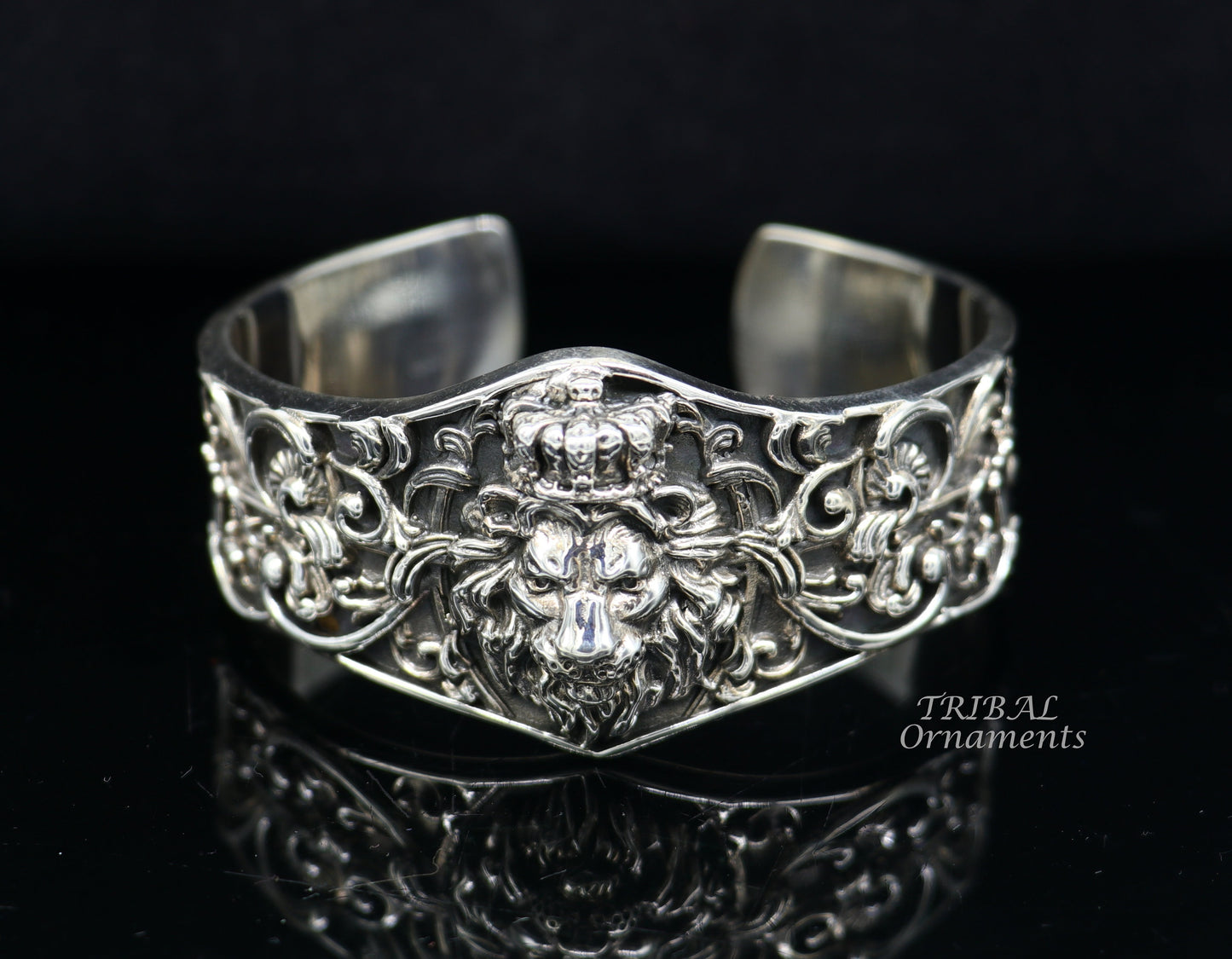 Amazing lion cuff kada 925 sterling silver handmade amazing cuff bracelet silver or gold polished as buyer choice Gcuff99 - TRIBAL ORNAMENTS