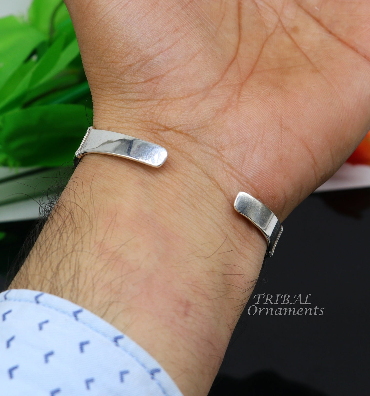 925 sterling silver vintage antique design handmade chitai work Aum design adjustable bangle bracelet kada customized jewelry cuff101 - TRIBAL ORNAMENTS