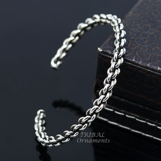 925 sterling silver handmade amazing customized solid bracelet kada, excellent gifting girl's or boy's bracelet stylish gifting kada cuff105 - TRIBAL ORNAMENTS