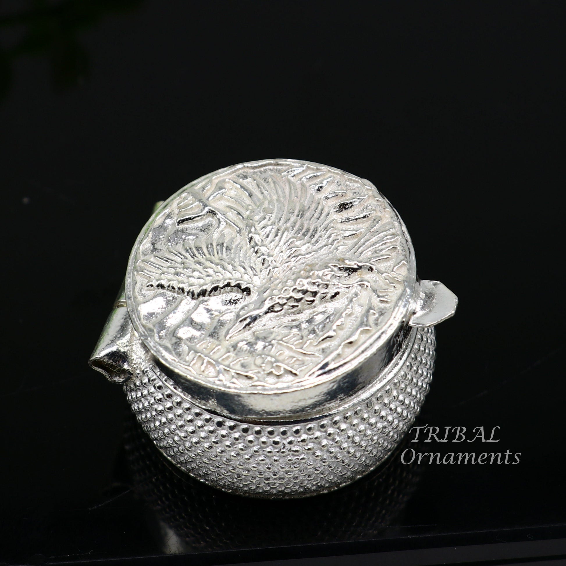 Vintage egal design 925 sterling silver handmade trinket box, eye kajal box, container box, kumkum box, sindur box, best brides gift stb381 - TRIBAL ORNAMENTS