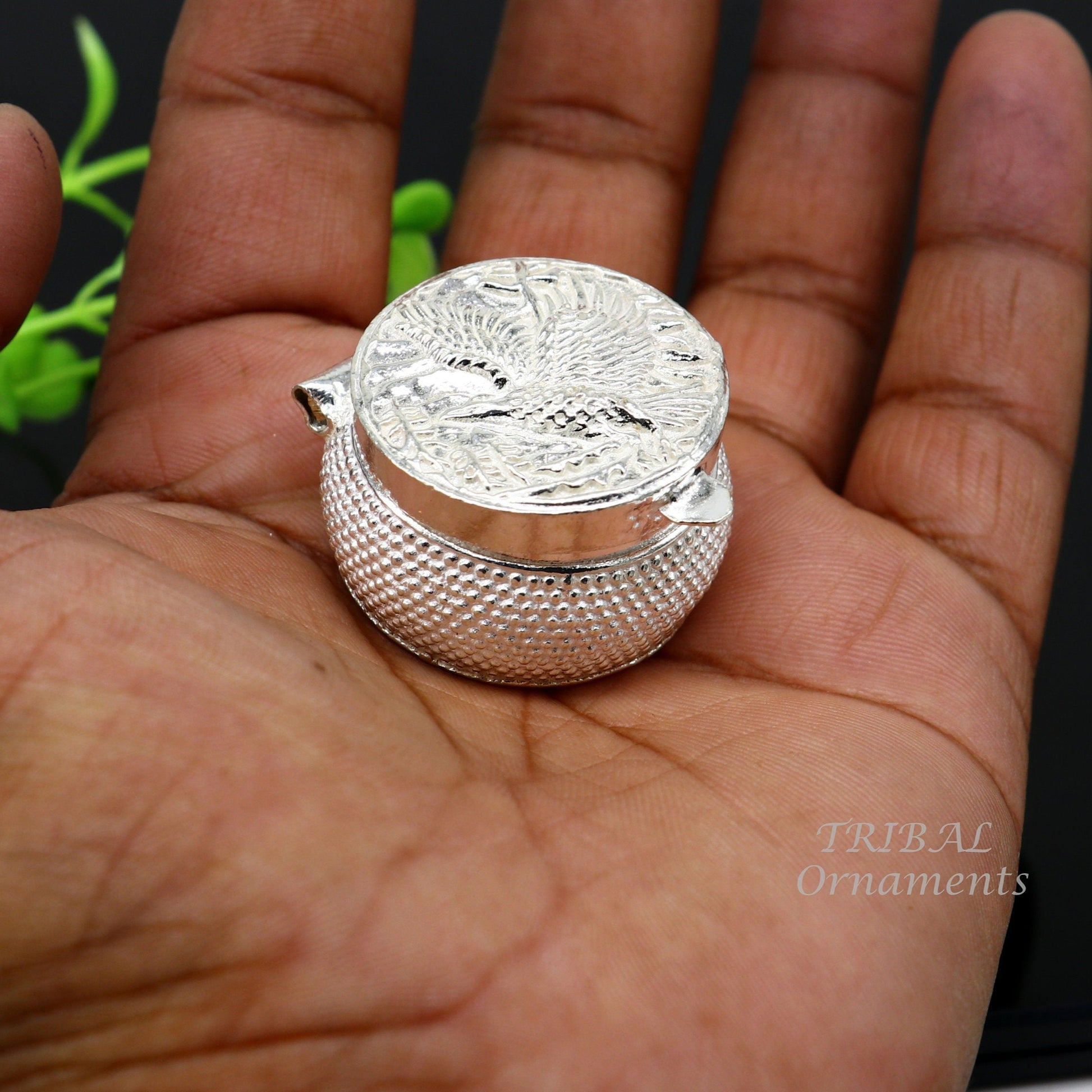 Vintage egal design 925 sterling silver handmade trinket box, eye kajal box, container box, kumkum box, sindur box, best brides gift stb381 - TRIBAL ORNAMENTS